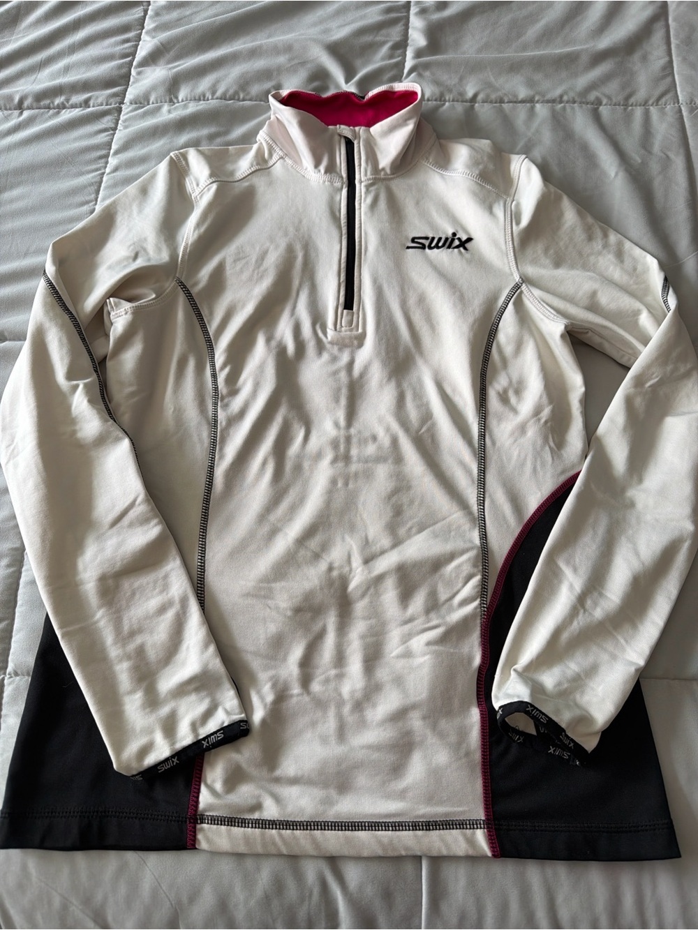 Swix Half Zip Performance Top | Women’s Small | White Black Red | Ski Base Layer - Picture 2 of 9